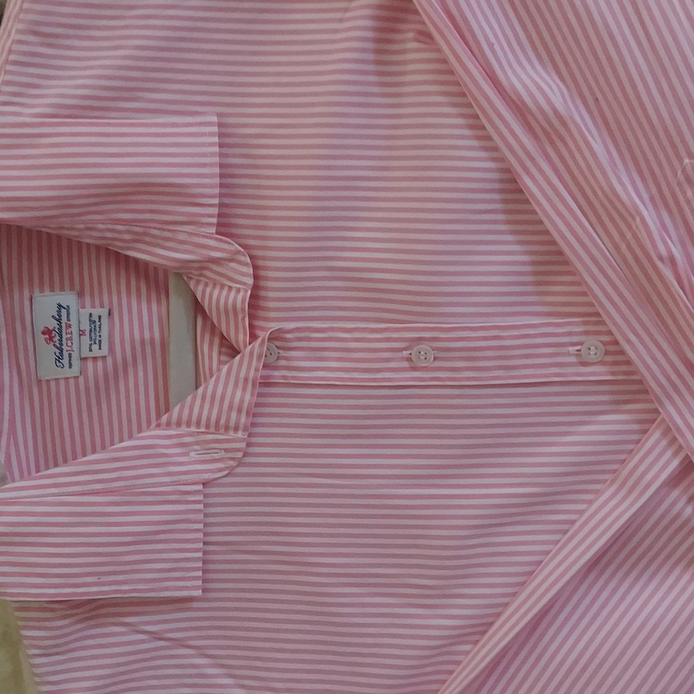 J Crew Haberdashery women's button-down pink & white stripe blouse